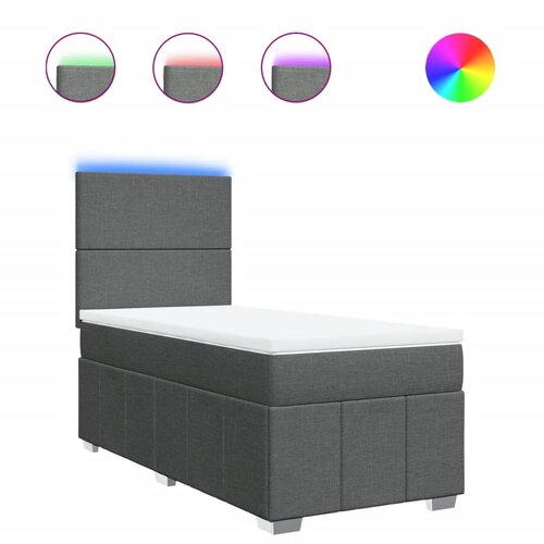 vidaXL Box spring postelja z vzmetnico temno siva 90x200 cm blago, (21292074) Cene