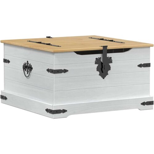 STORAGE box s policom Bijelo 78 x 78 x 45 cm Čvrsto borovo drvo - Bijelo Slike