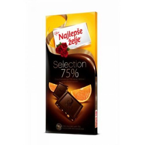 Štark najlepše želje crna čokolada 75% sa narandžom 75g Slike