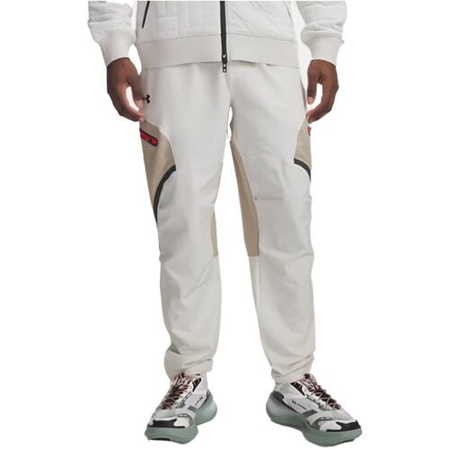 Under Armour Spodnji deli trenirke 1390256-110 Bela Slike