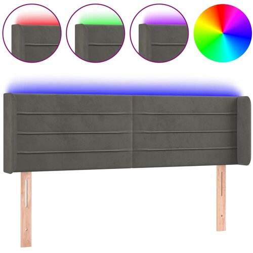 Maison Chic led posteljno vzglavje - vzglavna omarica - nočna omarica temno sivo 147x16x78/88 cm žamet, (21713019) Slike