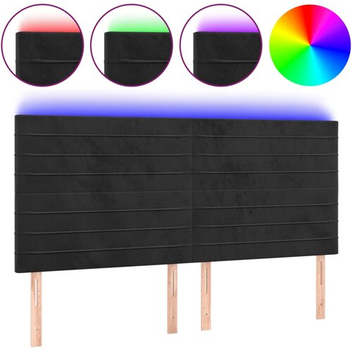 Maison Chic led posteljno vzglavje - vzglavna omarica - nočna omarica črno 180x5x118/128 cm žamet, (21711291) Cene
