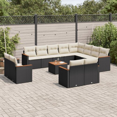 vidaXL 13-dijelni set vrtnih sofa s jastucima poliratan crni Cijene