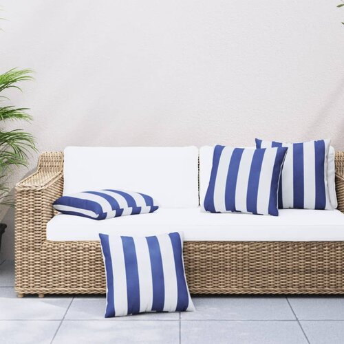 VidaXL Okrasne blazine 4 kosi modre in bele črte 50x50 cm blago Slike