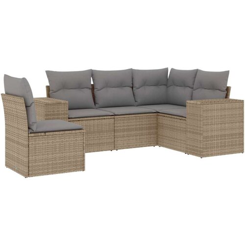 VidaXL 5-dijelni vrtni set sofa s jastucima bež od poliratana Slike