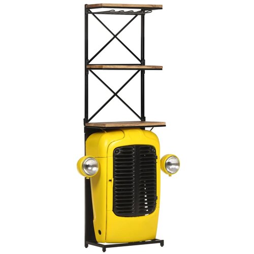 vidaXL Omarica za vino traktor rumena 49x31x172 cm trden mangov les Cene