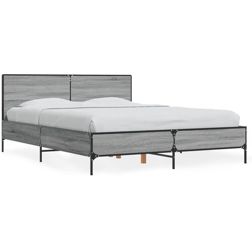 Maison Chic Posteljni okvir - Dvoposteljna postelja - Zakonska postelja siva sonoma 140x190 cm inž. les in kovina-J15200, (21761701) Slike