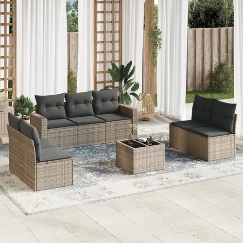 vidaXL 8-dijelni set vrtnih sofa od poliratana s jastucima sivi Cijene