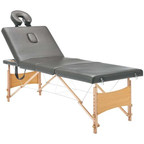vidaXL Masažni stol s 4 zone i drvenim okvirom antracit 186 x 68 cm Cene