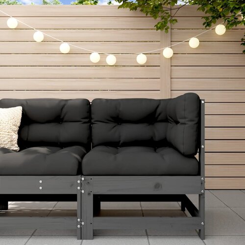 VidaXL Kutna vrtna sofa siva od masivne borovine Slike