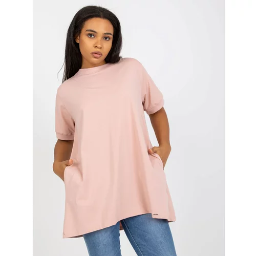 Fashion Hunters Plus size dusty pink tunic with a round neckline
