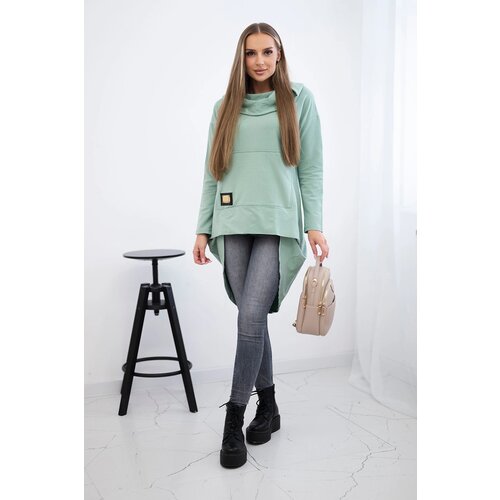 Kesi Sweatshirt with a long back and a hood in dark mint Slike