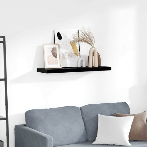  Plutajuća zidna polica visoki sjaj crna 80 x 23,5 x 3,8 cm MDF Cene