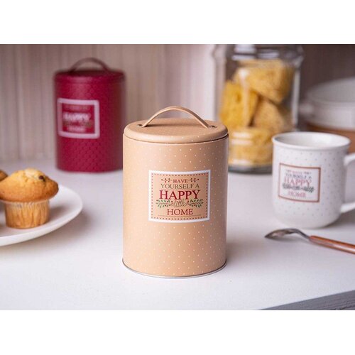 Altom design okrugla posuda za kavu, čaj, &amp;scaron;ećer Happy Home bež s ručkom 0204018403 Slike
