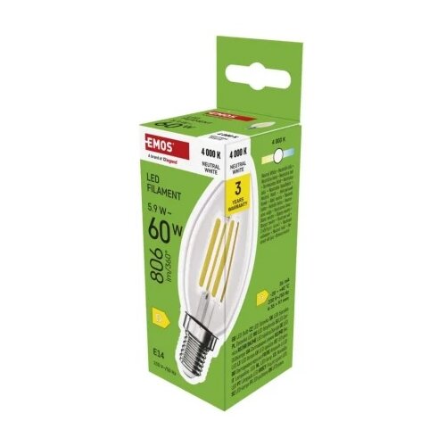 Emos LED žarnica Filament Candle / E14 / 5,9 W (60 W) / 806 lm / Nevtralna bela ZF3D43 Slike