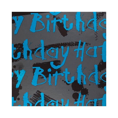 The Unique Paper Company Blue Birthday - Ukrasni papir tabak - Blue Birthday, Graffiti Happy Birthday, Black Slike