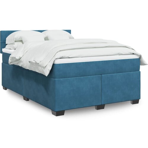 vidaXL Krevet box spring s madracem plavi 160 x 200 cm baršunasti Cene