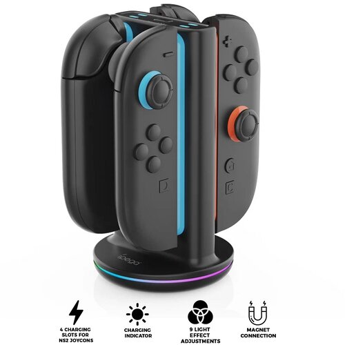NINTENDO SWITCH 2 polnilna postaja za &scaron;tiri Joy-Con kontrolerje z RGB osvetlitvijo iPega Cene