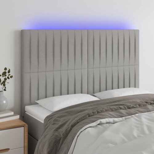 vidaXL LED uzglavlje svjetlosivo 144x5x118/128 cm od tkanine Cijene