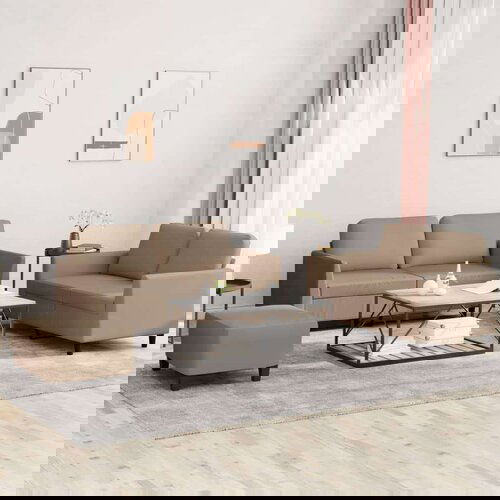  3-dijelni set sofa s jastucima boja cappuccina od umjetne kože Cijene