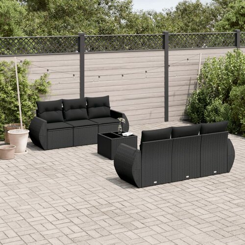  7-dijelni set vrtnih sofa od poliratana s jastucima crni Cijene