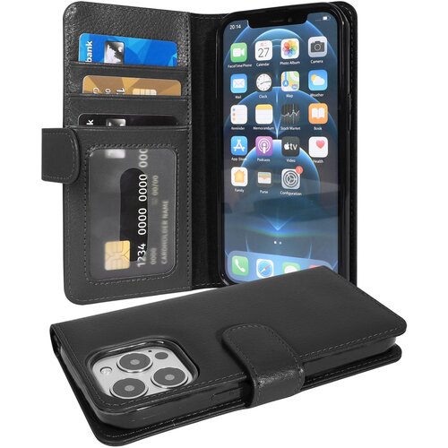 Cadorabo Ohišje, združljivo z Apple iPhone 13 PRO v črna polnočrna - Zaščitni ovitek z magnetnim zapiranjem in 3 režami za kartice, (20553054) Cene