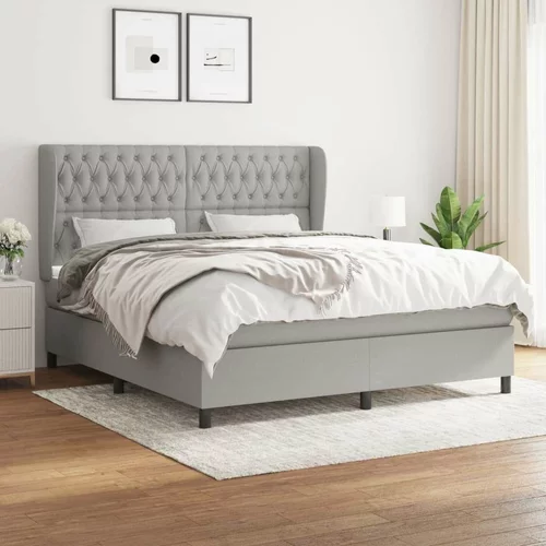  Box spring postelja z vzmetnico svetlo siva 180x200 cm blago, (20788989)