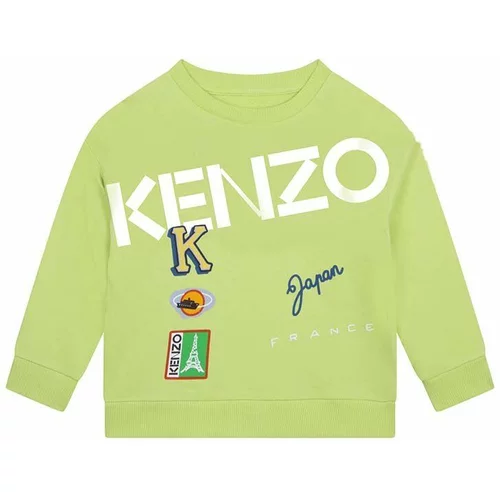 Kenzo Kids Otroški bombažen pulover zelena barva