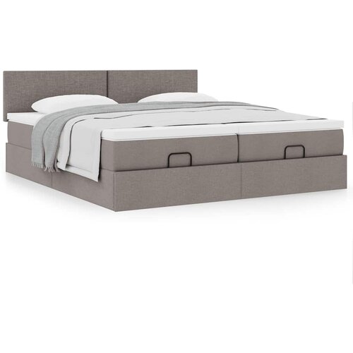 vidaXL Otomanski okvir kreveta s madracima smeđesivi 180x200cm tkanine Cene