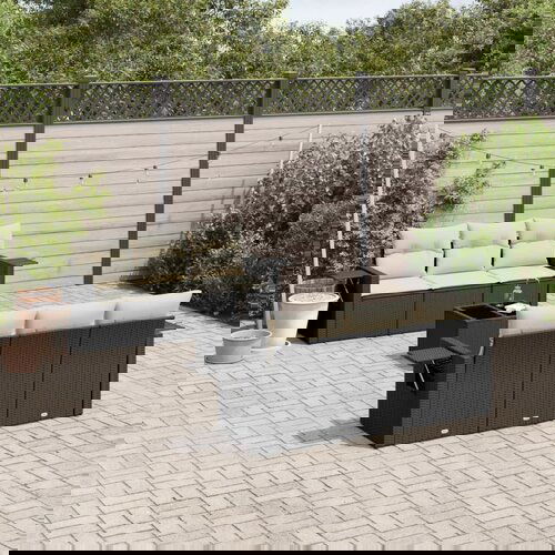 vidaXL 7-dijelni set vrtnih sofa od poliratana s jastucima crni Cijene