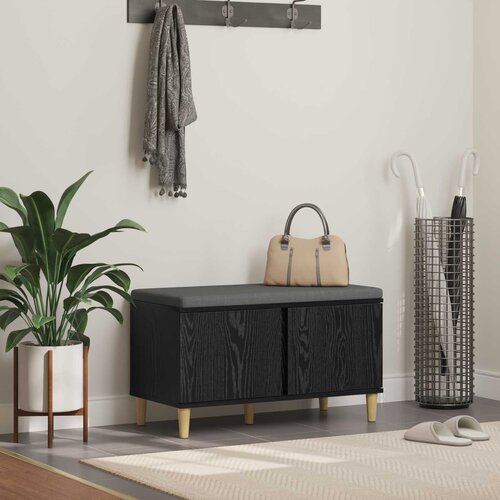  Klupa za hodnik s jastukom s vratima Crni Hrast 80 x 38 x 46 cm Cijene