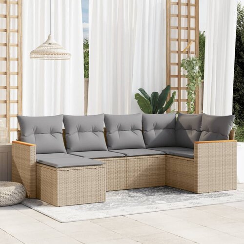 vidaXL 6-dijelni set vrtnih sofa s jastucima bež od poliratana Cijene