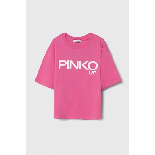Pinko Up Otroška bombažna kratka majica roza barva