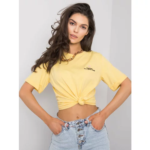 Fashion Hunters Yellow women's T-shirt with embroidery
