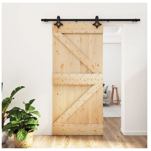 VidaXL Klizna vrata s priborom za montažu 95 x 210 cm masivna borovina Slike