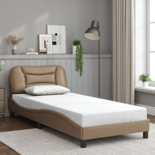  Okvir kreveta s LED svjetlima cappuccino 90x190 cm umjetna koža Slike