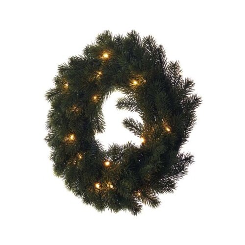  LED božični venec, 40 cm, 2x AA, notranji, topla bela, časovnik Slike
