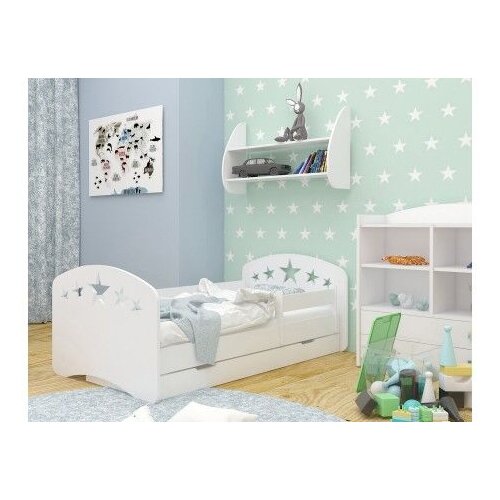 Happy_babies Dečiji krevet Zvezdice 180x90cm, Sa fiokom, Beli Slike