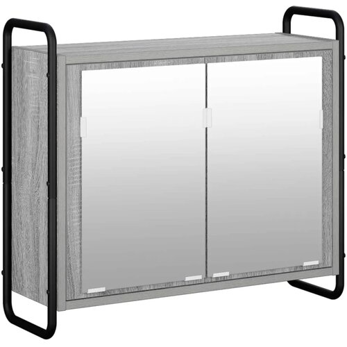  Set ormarića za kupaonicu 4 kom. Siva Sonoma 40 x 36 x 181 cm - Siva Sonoma Ormarić ispod sudopera (2 vrata) + viseći ormarić + Slike