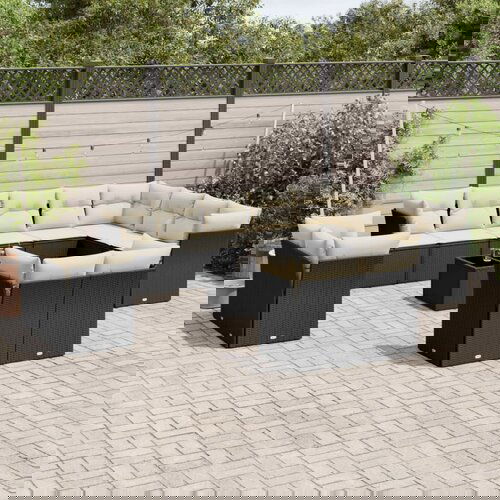 VidaXL 13-dijelni set vrtnih sofa s jastucima poliratan crni Slike