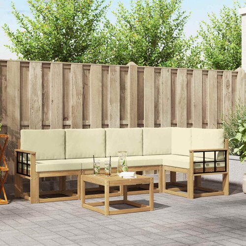  Set vanjskih sofa 6 kom. Bijela i krem Čvrsto drvo akacije Cijene