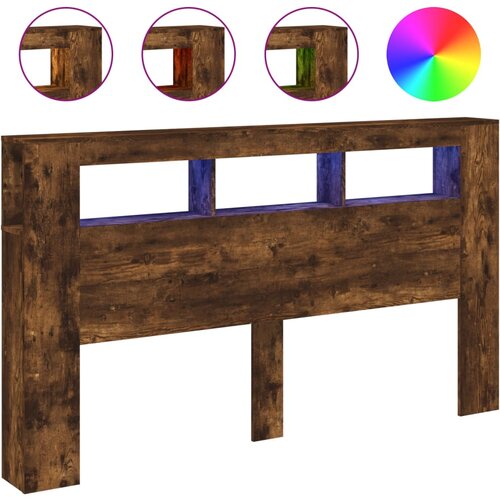 Maison Chic led posteljno vzglavje - vzglavna omarica - nočna omarica dimljen hrast 180x18,5x103,5 cm inž. les, (21712481) Cene