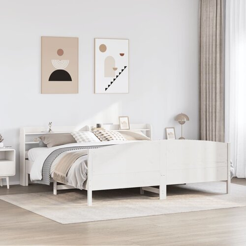 Furnova Posteljni okvir brez vzmetnice bel 180x200 cm trdna borovina, (21935630) Slike