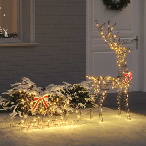  Reindeer vuče saonice Topla bijela 70 x 26 x 129 cm Ratan Cijene