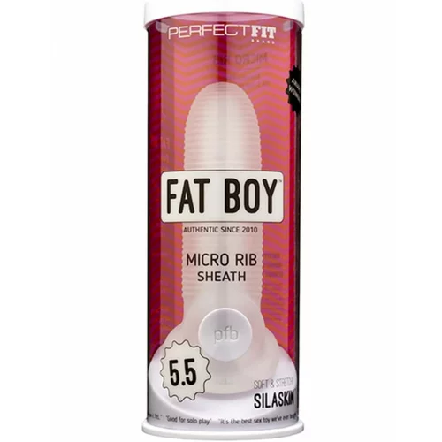 PerfectFIT Fat Boy Micro Ribbed - ovoj za penis (15 cm) - mlečno bela