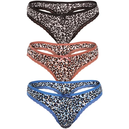 Fine Woman 3PACK women's thongs multicolor