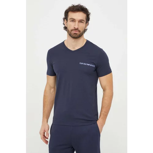 Emporio Armani Underwear Homewear majica kratkih rukava 2-pack boja: tamno plava, s tiskom