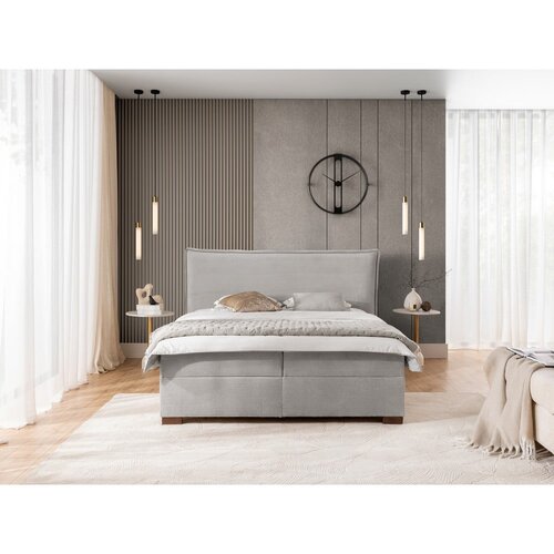 Ropez Svetlo siva boxspring postelja s prostorom za shranjevanje 180x200 cm Lysa &amp;ndash; Slike