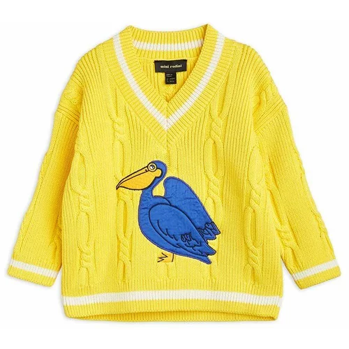 Mini Rodini Dječji pamučni pulover boja: žuta