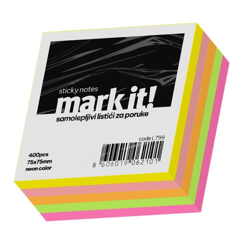 Mark IT Kocka samolepljivi listići Mark 400lis, 75x75mm mix NEON Cene